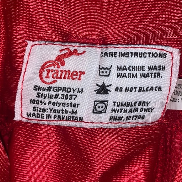 🆕CRAMER⭐️Red🏈FOOTBALL PANTS with Pads🏈 - Picture 2 of 8